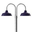 17" Bomber, 750-Porcelain Cobalt, Double Post Mount, 975-Galvanized, Smooth Direct Burial, 975-Galvanized
