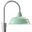 17" Bomber Post Mount Light, 311-Jadite, Single Post Mount Option in 975-Galvanized, Smooth Direct Burial Pole in 975-Galvanized