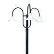 14" Aero, 250-Porcelain White, 3-Light Post Mount, 100-Black, Smooth Direct Burial Pole, 100-Black