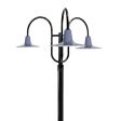 14" Seaside, 810-Graphite, 3-Light Post Mount, 100-Black, Smooth Direct Burial Pole, 975-Galvanized