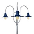 16" Seaside, 705-Navy, Wire Guard & Honey Crackle Glass, 975-Galvanized, 3-Light Post Mount, 975-Galvanized, Smooth Direct Burial Pole, 975-Galvanized