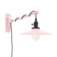 Conoco Swing Arm Sconce, 480-Blush Pink, Black Socket with Knob Switch, Arm in 480-Blush Pink, SBK-Standard Black Cord, Nostalgic Edison-Style 40W 1910 Era Bulb