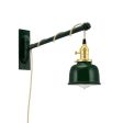 Fargo Swing Arm Sconce, 300-Dark Green, Brass Socket with Knob Switch, Arm in 300-Dark Green, CSGW-Black & White Cloth Cord, Nostalgic Edison-Style 40W 1910 Era Bulb