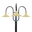 16" Aero, 997-Natural Raw Brass, 3-Light Post Mount 100-Black, Smooth Direct Burial Pole, 100-Black
