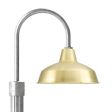 14" Avalon, 997-Natural Raw Brass, Single Post Mount, 975-Galvanized, Fluted Direct Burial Pole, 975-Galvanized
