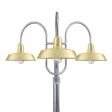 16" The Original™, 997-Natural Raw Brass, Standard Cast Guard &  Clear Crackle Glass, 975-Galvanized, 3-Light Post Mount, 975-Galvanized, Smooth Direct Burial Pole, 975-Galvanized