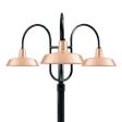 16" The Original™, 995-Natural Raw Copper, 3-Light Post Mount, 100-Black, Smooth Direct Burial Pole, 100-Black