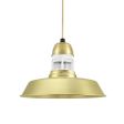 12" Sydney LED, 997-Natural Raw Brass with 100-Black Guard, No Cap, RIB-Ribbed Glass, CSGW-Gold & White Cloth Cord