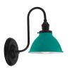 6" Gladstone Dome Shade Sconce, 390-Teal, Mounting in 100-Black, No Switch