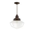 Kao Primary Schoolhouse Pendant Light, 615-Oil Rubbed Bronze, Large Clear Glass, CSBB-Black & Brown Cloth Cord