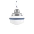 Primary Schoolhouse LED, 975-Galvanized, Small Glass, Double Painted Band, 700-Royal Blue, CSUW-Blue & White Cloth Cord