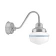 Primary Schoolhouse LED, 975-Galvanized, Small Glass, Double Painted Band, 715-Delphite, G26 Gooseneck Arm
