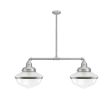 Primary Schoolhouse 2-Light Chandelier, 975-Galvanized, Large Clear Glass, Double Painted Band, 100-Black