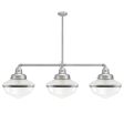 Primary Schoolhouse 3-Light Chandelier, 975-Galvanized, Large Clear Glass, Double Painted Band, 100-Black