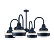 Primary 4-Light Schoolhouse Chandelier, 705-Navy, Small Clear Glass, Single Painted Band