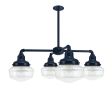 Primary 4-Light Schoolhouse Chandelier, 705-Navy, Small Clear Glass, Triple Painted Band, 715-Delphite Blue