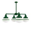 Primary 4-Light Schoolhouse Chandelier, 307-Emerald Green, Small Opaque Glass, Double Painted Band