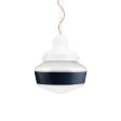 Primary LED Schoolhouse Chain Hung Pendant, 200-White, Small Clear Glass, Single Painted Band, 705-Navy, CSGW-Gold & White Cloth Cord
