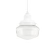 Primary LED Schoolhouse Pendant Light, 200-White, Small Clear Glass, Triple Painted Band, Standard White Cord