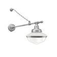 Primary LED Schoolhouse Gooseneck, 975-Galvanized, Large Clear Glass, Double Painted Band, 100-Black, G65 Gooseneck Arm