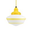 Primary Schoolhouse Pendant Light, 500-Buttery Yellow, Large Opaque Glass, Triple Painted Band, Buttery Yellow Cloth Cord