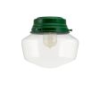 Primary Schoolhouse Flush Mount Light, 307-Emerald Green, Small Clear Glass