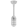 Industrial Guard Stem Mount Pendant Light, 975-Galvanized, Topless Shade, CGG-Standard Cast Guard, FST-Frosted Glass, Hang Straight Canopy