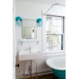 Streamline Industrial Guard Sconce, 390-Teal, No Shade, CGG-Standard Cast Guard, FST-Frosted Glass | Photo Courtesy of Rachel Reider Interiors