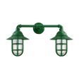 Double Market Industrial Guard Sconce, 307-Emerald Green, Flared Shade, TGG-Heavy Duty Cast Guard, RIB-Ribbed Glass