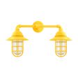 Double Market Industrial Guard Sconce, 500-Buttery Yellow, Flared Shade, CGG-Standard Cast Guard, RIB-Ribbed Glass