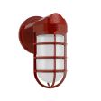 Industrial Static Sconce, 400-Barn Red, CGG-Standard Cast Guard, FST-Frosted Glass