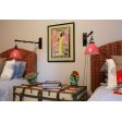 (2) 8" Gladstone Swing Arm Sconces, 470-Watermelon, 100-Black Arm Finish, CSBW-Black & White Cloth Cord, UK-Black Socket with Knob Switch | Photo Courtesy of Homeowner (Beaufort, South Carolina)