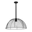 Chicken Wire Stem Mount Pendant Light, 105-Textured Black, Nostalgic Edison-Style 1890 Era Bulb