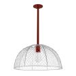 Chicken Wire Stem Mount Pendant Light, 975-Galvanized, Mounting in 400-Barn Red, Nostalgic Edison-Style 1890 Era Bulb