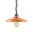 12" Marathon, 995-Natural Raw Copper, Mounting in 100-Black, CSB-Black Cloth Cord, Shown with LED Edison A19 Bulb