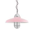 14" Bridgeport, 480-Blush Pink, CGG-Standard Cast Guard, 975-Galvanized, RIB-Ribbed Glass, CSBP-Black & Pink Cloth Cord, Mounting in 975-Galvanized