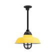 12" Rochester, 500-Buttery Yellow, TGG-Heavy Duty Cast Guard, 100-Black, RIB-Ribbed Glass, Heavy Duty Cast Guard, Mounting in 100-Black