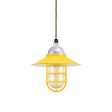 12" Syracuse, 500-Buttery Yellow, CGG-Standard Cast Guard, RIB-Ribbed Glass, CSBG-Black & Gold Cloth Cord, Top & Canopy in 975-Galvanized