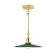 12" Conoco Stem & Loop, 307-Emerald Green, BS-Brass with No Switch, Putty Cotton Twist Cord, Nostalgic Edison-Style Victorian 40 Watt Light Bulb