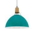 18" Shade in 390-Teal, Oak Wood, CSBW-Black & White Cloth Cord