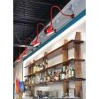 (4) 8" Emblem Sign Lights, 445-Cherry Red, G24 Gooseneck Arms and Swivel Knuckle | Photo Courtesy of Early Girl Eatery in Asheville, North Carolina and EKR Interior Design