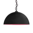 16" Loma LED, Exterior in 100-Black, Interior in 470-Watermelon, Chain in 100-Black with CSBP-Black & Pink Cloth Cord