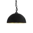 12" Loma LED, Exterior in 100-Black, Interior in 997-Raw Brass, Chain in 100-Black with SBK-Standard Black Cord