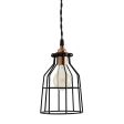 Minimalist Copper Cage Pendant with Wire Cage, Nostalgic Edison-Style Victorian Bulb, TBK-Black Cotton Twist Cord