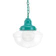 Acorn Chain Hung, 390-Teal, Clear Glass, No Stripe, Mounting in 390-Teal, CSGW-Gold & White Cloth Cord, Shown with G40 Bulb