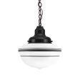 Acorn Chain Hung, 100-Black, Opaque Glass, Three Painted Band, 100-Black, Mounting in 100-Black, CSBP-Black & Pink Cloth Cord