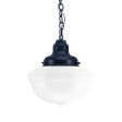 Acorn Chain Hung, 705-Navy, Opaque Glass, No Stripe, Mounting in 705-Navy, CSUW-Blue & White Cloth Cord