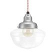 Acorn Pendant, 975-Galvanized, Clear Glass, No Stripe, TRW-Red & White Twist Cord, Shown with G30 Bulb