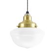 Acorn Pendant, 997-Natural Raw Brass, Opaque Glass, No Stripe, CSBW-Black & White Cloth Cord
