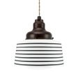 Drum Schoolhouse Pendant, 615-Oil-Rubbed Bronze, Opaque Glass, Seven Painted Band, 100-Black, TPT-Putty Cotton Twist Cord